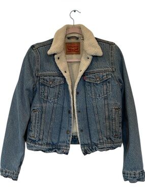 Levi's Light Blue Denim Jacket with Cream Sherpa Collar